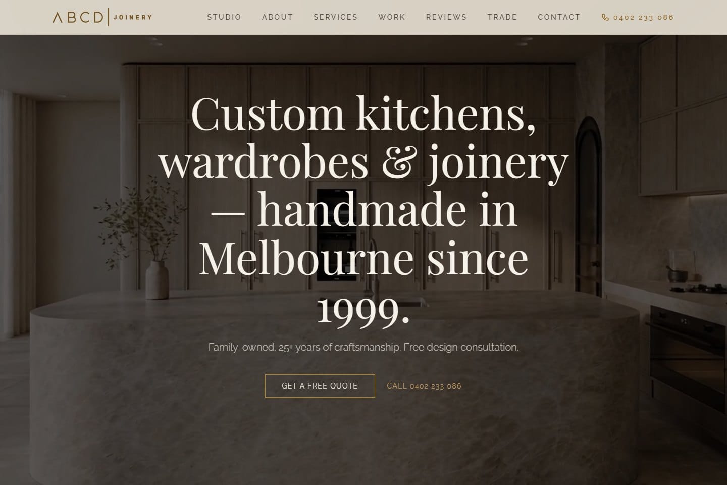 Screenshot of the ABCD Joinery website