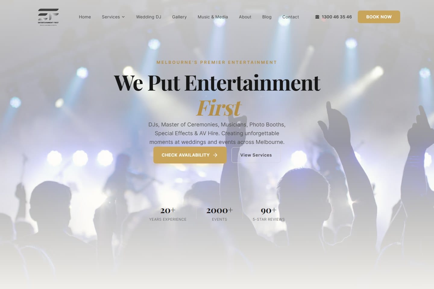 Screenshot of the Entertainment First website