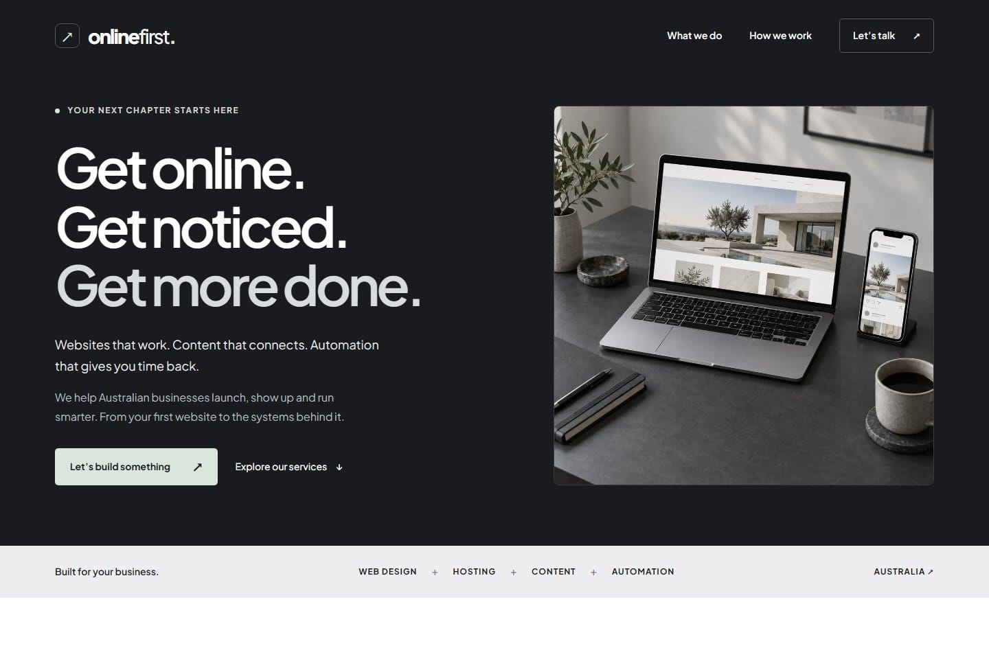 Screenshot of the Online First website